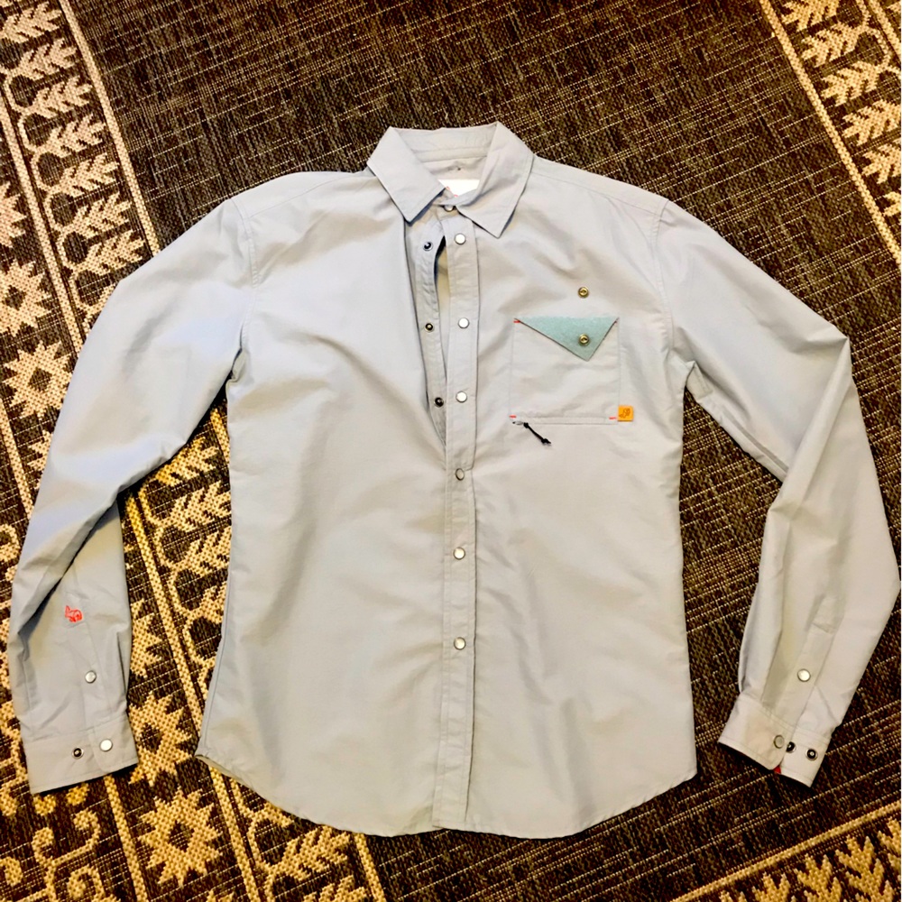 Western Rise Long Sleeve Snap Button Down, Light Blue, Size Small. Like New